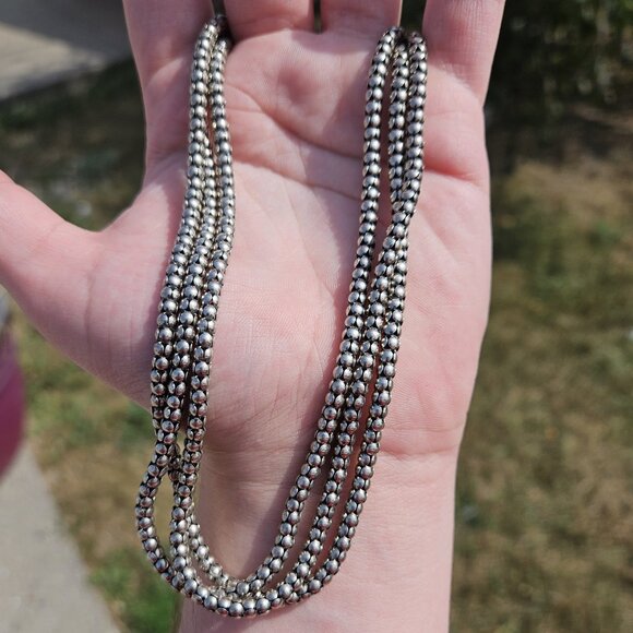 Silpada 925 Sterling Silver Multi Strand Popcorn Ball Necklace 16 Inches - Picture 1 of 8